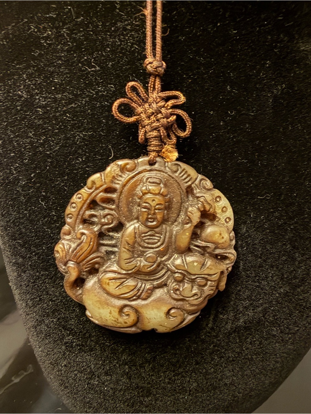 Brown Buddhist Jade Pendant Necklace - Women Jewelry